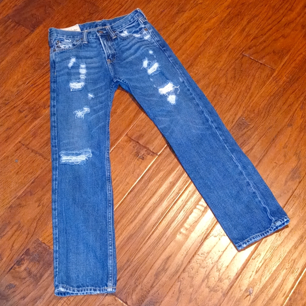 Abercrombie Kids Slim Straight Distressed Jeans 12